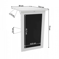Skládací stůl na zeď, s křídovou tabulí, bílá, ZALMAN