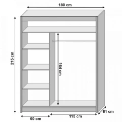 Skříň s posuvnými dveřmi, dub sonoma, 180x215, LOW